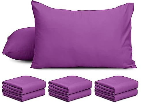 AMEHA 6 Pack Pillowcases Purple (Pillows Not Included) – Super Soft Brushed Microfiber Standard Size Pillow Cases | Hotel Quality Pillow Covers, (50 X 75 cm)