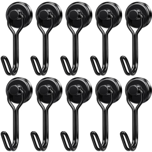 Wukong 16mm Ganci Magnetici Neodimio, 10 Pezzi Calamite Potenti, 9KG(20LB) Nero Calamite Neodimio, Gancio Magnetico Extra Forti per Cucina, Magazzino e Esterno