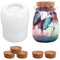 Wisebom Moule Silicone Résine Époxy de Boîte, DIY Bocaux de Stockage Moule avec 5 Couvercle en Liège, Bouteille Bougeoir Moule de Coulée Résine Pot de Bonbons Mold pour Boîtes à Bijoux Décorations