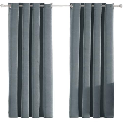 Ystyle Rideau Velours Thermiques Lot De 2, Rideau 100% Occultant, 140×175cm, Rideau Thermique Isolant Anti Froid, Rideau Opaque Salon Moderne, Rideau Phonique Anti Bruit Chambre, Gris