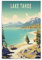Lake Tahoe Vintage-Reiseposter, 20 x 30 cm, Leinwanddruck für Wohnzimmer, Schlafzimmer, Wohnheim, Zuhause, Büro, Wanddekoration