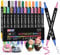 Damcyer Acrylstifte für Steine Wasserfest 24 Farben Doppelspitzen Stifte Steine Bemalen Acrylstifte Marker Stifte für Geschenkekarte, Holz, Glasmalerei, Keramik, Bastelarbeiten, usw