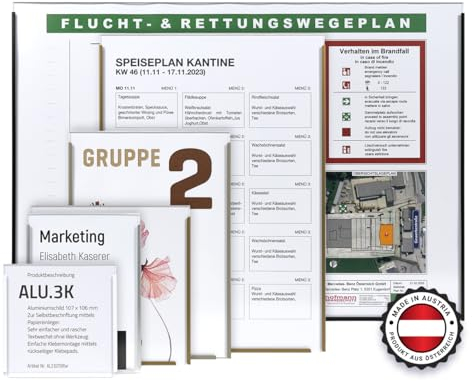 SCHILDER Systeme - ALU.3K Türschilder/Büroschilder in 5 Farben - 5er Pack – A6 bis A3 - Einfache Selbstbeschriftung – Klebemontage (210,5 x 297 mm (DIN A4), Silber eloxiert)