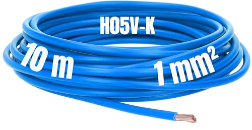 Kalitec Cavo di cablaggio flessibile in PVC, 10 m, H05V-K, 1 mm², 1 mm², cavo di cablaggio flessibile, cavo singolo in PVC, cavo da 1 mm2, cavo da 1 mm2, cavo a filo singolo, ignifugo
