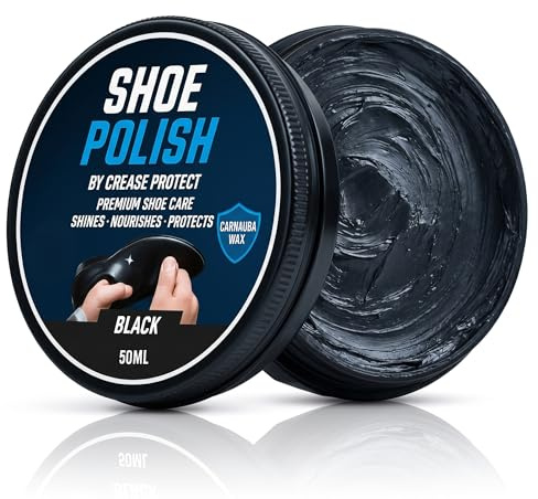 Lucido Premium per Scarpe in Pelle | Nero, Marrone e Neutro | Con Cera di Carnauba per Brillantezza e Protezione | Lucido a Base d’Acqua per Scarpe, Stivali e Accessori | 50ml (Nero, Confezione da 2)