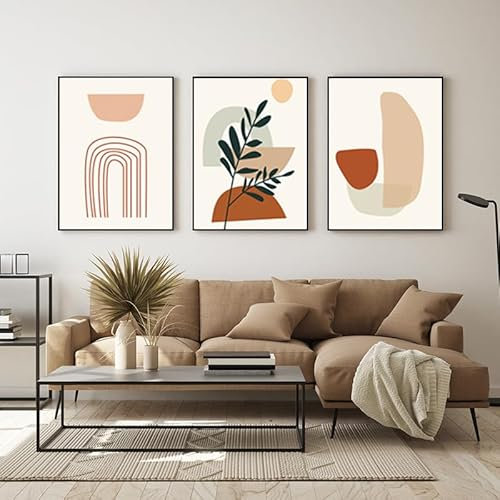 WADBTP Set di poster in stile bohémien, moderna camera da letto, soggiorno, decorazione da parete, poster, piante, decorazione per la casa astratta, senza cornice (stile 8,30 x 40 cm*3)