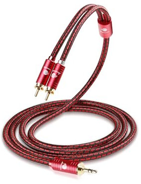 BOAACOUSTIC JIB Câble Cinch Jack 3.5mm mini Jack Mâle vers 2 RCA Mâle adaptateur Y Splitter Audio Stéréo Audiophile hifi, per TV PC Téléphone Tablette Amplificateur Chaîne HiFi DVD 1M