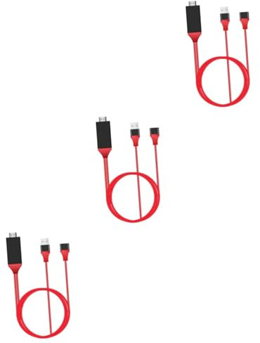 Gatuida 3pièces Câble Adaptateur Usb Compatible Transmission Vidéo Avec Chargement Pour Smartphones Moniteurs Et Vidéoconférences Couleur Rouge