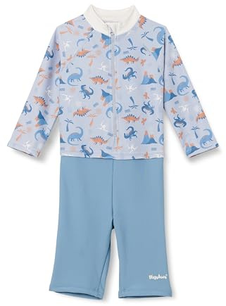 Playshoes UV-Schutz Einteiler Unisex Kinder Badeanzug Schwimmanzug Badebekleidung, Dino Allover Langarm, 62/68