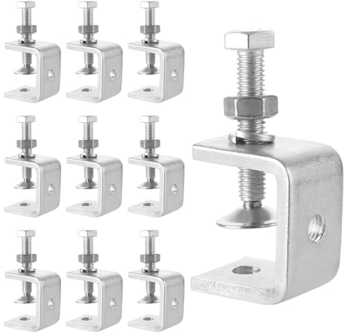 JMIATRY 10 Stück C Klemme 0-25mm Edelstahl C Zwingen, Delstahl Heavy Duty trägerklemme für Holzarbeiten Werkzeug, Heimwerken, Autoreparatur