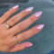 Angwis 24pcs Short Oval False Nails Aurora Pink False Nails Mirror Stick on Nails Metallic Press on Nails Removable Glue-on Nails Full Cover Fake Nails Women Brides Nail Art Accessories