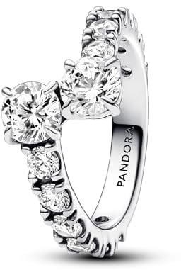 PANDORA Timeless Glitzernder Überlappender Band-Ring aus Sterling Silber mit Zirkonia, Größe: 58, 193149C01-58