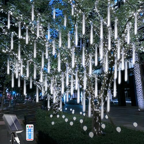 WoskjXas Solar Meteor lichter, 30cm 10Röhrchen 240LEDs Wasserdichte Weihnachten Lichter, Solar Fallende Weihnachtsbeleuchtung mit Fernbedienung für die Dekoration von Haus, Garten, Zaun