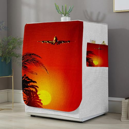 Highdi Housse de Protection pour Machine à Laver, Chargement Frontal Housse La Poussière avec Ouverture Frontale pour Linge Domestique (Soleil,Capacité L 10.5~12KG)