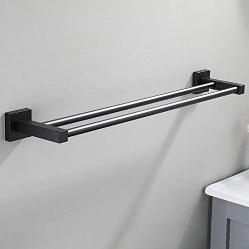 Générique Porte-Serviettes Forage Noir Porte-Serviettes Porte-Serviettes De Salle De Bain Porte-Serviettes De Bain Espace Aluminium Mural Noir, 80CM