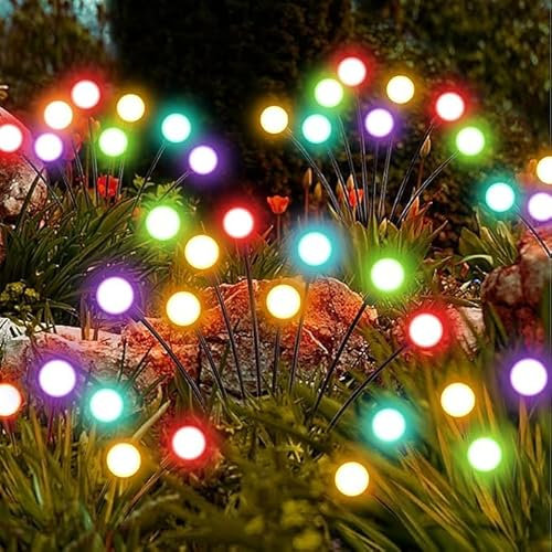 ELEUTH Solarlampen für Außen Garten,4 Stück 10LED Glühwürmchen Solarleuchten Außen,IP65 Glühwürmchen Solar Lichterkette Außen für Pathway Yard Patio Dekoratives