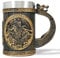 AtSKnSK Chope à bière viking en acier inoxydable avec une anse mythologie nordique marteau de Thor arbre de vie café chope à bière valhalla cadeau viking pour hommes et femmes (marteau de Thor)