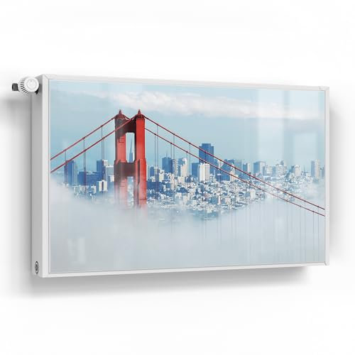 DEQORI Magnetfolie für Heizung 100x60 cm | Motiv Brücke im Nebel | dekorative Magnetmatte Heizkörper Schutz Verkleidung | Magnet Deko-Folie selbstklebend, magnetisch & beschreibbar