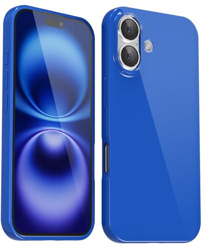 Svanove for iPhone 16 Case Silicone, Glossy Soft Rubber Gel Jelly Cute Protective Plastic Simple Plain Phone Case Cover for Women Girl, Slim Thin Flexible Shockproof TPU, Royal Blue