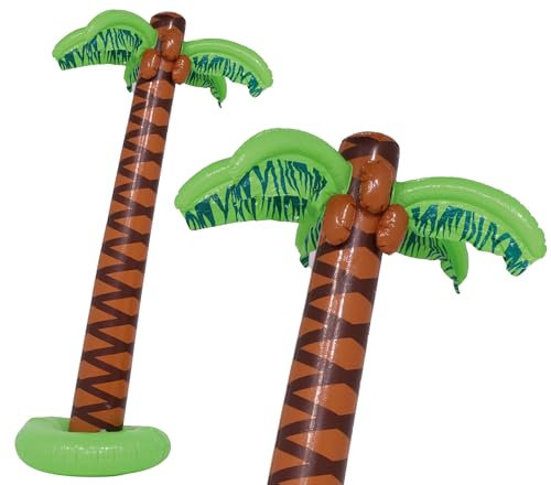 FIESTAS GUIRCA | Aufblasbare Palme (180 cm) - Tropische Dekoration für Sommerpartys, Festivals & Grillpartys - Ideal für Hawaii Mottopartys und Outdoor-Feiern - Braun und Grün