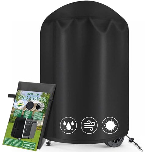 SPGOOD Ronde Housse de Protection pour Barbecue en Tissu Oxford 420D Résistant aux intempéries Résistance à la déchirureImperméable et Résistant au Soleil Universel 77x90 cm