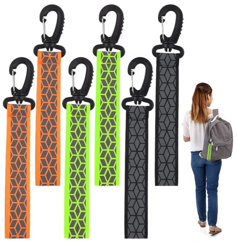 Xthrotsenk 6 Stück Reflektor Anhänger, Schulranzen Reflektoren Anhänger, Reflektor Schlüsselanhänger, Sicherheits Reflektor Anhänger für Rucksäcke Schultasche Handtasche Nächtliche Sportarte