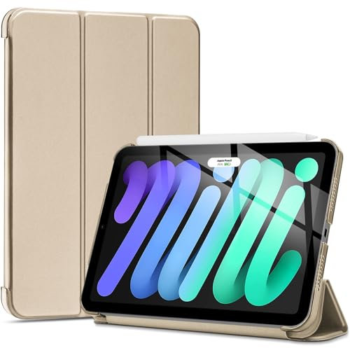 ProCase Funda para iPad Mini A17 Pro 2024/iPad Mini 6.ª Generación 2021 A2567 A2568 A2569, Carcasa Delgada Smart Cover para iPad Mini 6/A17 Pro 8.3 Pulgadas -Blanco Estrella