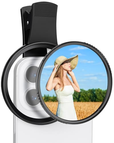 K&F Concept 67mm Clip-on Filtro Black-Mist 1/4&CPL para Teléfono,Filtro Negro Difusión 1/4 & Polarizador Circular para Teléfono Móvil con Clip Compatible con iPhone 16 15 Pro MAX 14 13 12 11 Samsung