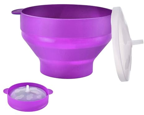 Mikrowelle Popcorn, Silikon Popcorn Maker, Hitzebeständige Mikrowelle Popcorn Maker Schüssel, Heißluft Popcorn Schüssel, Praktische Popcorn Schüssel mit Deckel Silikon Popcorn Schüssel