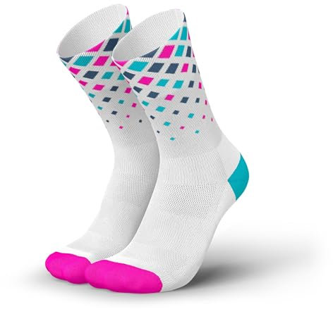 INCYLENCE Laufsocken für Damen und Herren mit leichter Kompression,1 Paar (DE/NL/SE/PL, Numerisch, 43, 46, Regular, Regular, Crystals White Pink Cyan)