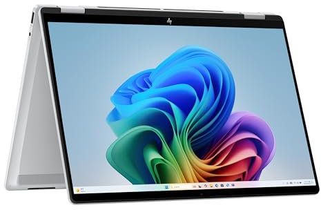 HP OmniBook X Flip 2in1 Next Gen AI Laptop | Intel Core Ultra 7 256V | dedizierte NPU für KI | 47 NPU Tops | Copilot+ PC | 14 3K 2880x1800 OLED Touchscreen | 16GB | 1TB SSD | Win11 | QWERTZ | Silber