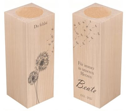 Trauergeschenk personalisierte Teelichthalter | Trauerkerze Erinnerungslicht Holz