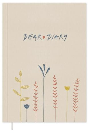 Eine der Guten Tagebuch - Dear Diary - A5 Notizbuch Journal für Erwachsene und Teenager, 92 Seiten liniert, Softcover, FSC Papier, Creme Beige, Blumen