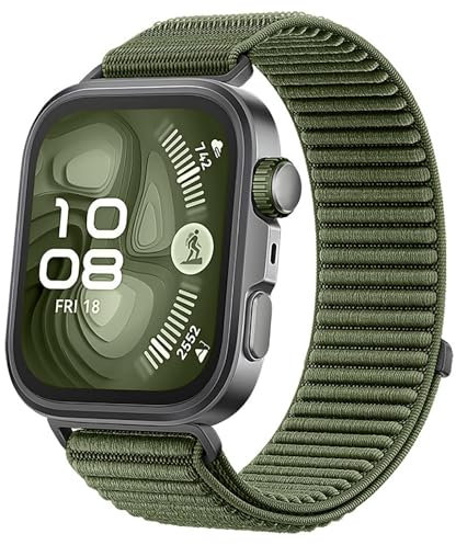 GIOPUEY Correas Compatible con Huawei Watch Fit 4 Pro/Fit 4/3, Correa tejida de nailon suave [unisexo] [Transpirable] - DarkGreen