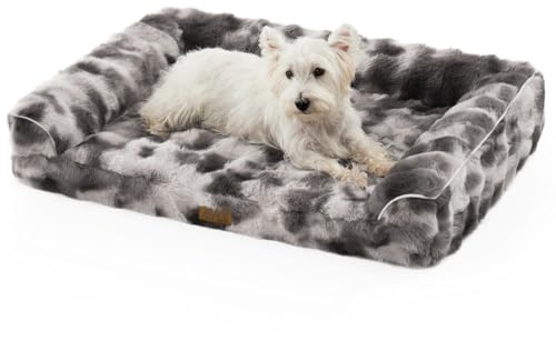 COZY KISS Orthopädisches Hundebett Ergonomisches Hundesofa - 91x16x68 cm Hundecouch mit Eierförmiger Kistenschaum für Mittlere Hunde, Waschbar rutschfest Hundebetten,Tie-Dye-Grau（Lagerverkauf）