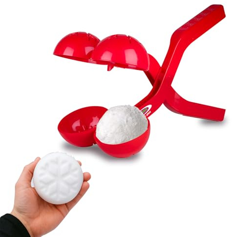 JAMARA 461146 Snow Play Schneeballzange Duo 38cm - Kinder Schneeball Snow Zange, Schneekugel Maker, Geschenkidee für Jungen und Mädchen, Schneebälle in Sekunden Formen, Rot