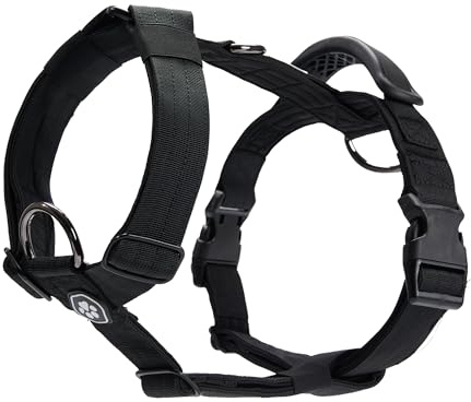 Spark Paws No Pull Hundegeschirr mit Griff für große Hunde, strapazierfähiges Hundegeschirr für große, kräftige Rassen, verstellbar, gepolstertes Y-förmiges Halfterdesign - Black - M
