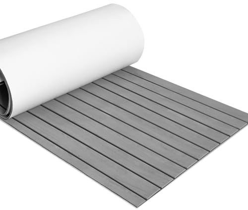 Peviasot Boot Bodenbelag Eva Schaum 240x45/60/90 cm Dunkelgrau Selbstklebend, rutschfeste Bootsmatte Faux Teak, Marine Bodenbelag für Boot Yacht Kajak Motorboot Wohnmobil Deck Teppich zum Zuschneiden