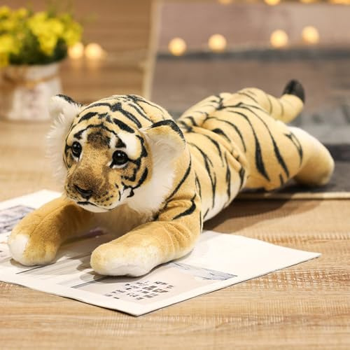 Xiyocadt Tiger Kuscheltier Klein, Niedliches Realistic Plüschtier, Weichem Plüsch-Wildtier, Kinder Plüsch Spielzeug, Geschenke für Jungen und Mädchen (38 cm,Tiger)