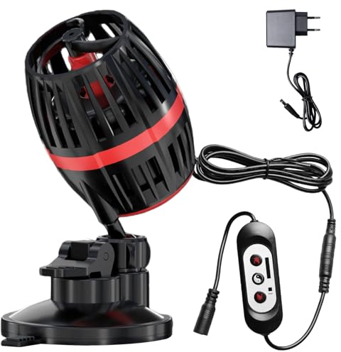 Wavemaker, pompa di circolazione per acquario, pompa ad onda con controller, 4 modalità d'onda, flusso regolabile, 150 l, 12 V, 6 W, 3200 l/h, per acquari d'acqua salata