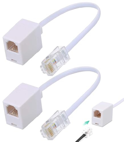 QanGHerti 2 PCS RJ45 to RJ11 Adapter Connector Universal RJ45 to RJ11 Converter Cable 12cm Telephone Rj11 6P4C Female to Ethernet Rj45 8P8C Male Converter Cord for Adsl Modem Telephone Fax Machines