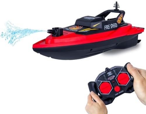 Jamara 466600 Fire Speed - Barco antiincendios (2,4 GHz, Mando a Distancia, con función de pulverización, Chorro de Agua y Mando a Distancia), Color Rojo