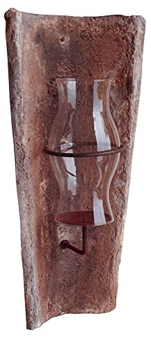 zeitzone Echt Antiker Dachziegel Wandkerzenhalter mit Glas Windlicht