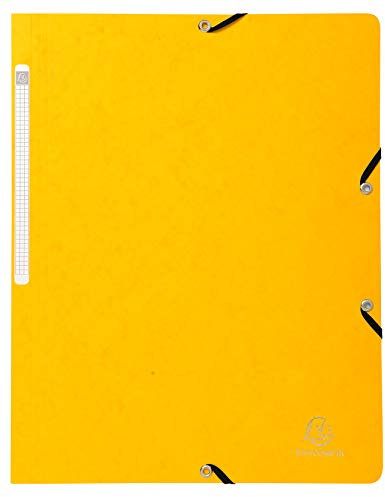 Exacompta - Réf. 5519E - Carton de 25 chemises à élastiques sans rabat - pochettes en carte lustrée 400 g/m2 - dimensions 24 x 32 cm pour documents au format A4 - couleur jaune