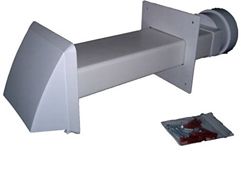 Tumble Dryer Vent kit (White Cowl Outlet) - 110 x 54mm Rectangular Through Wall with Stainless Steel External Screws.