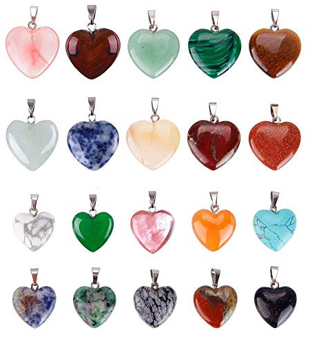 Herzförmige Kristallstein-Anhänger, Chakra-Perlen, DIY, für Halsketten, Schmuckherstellung, 20 Stück