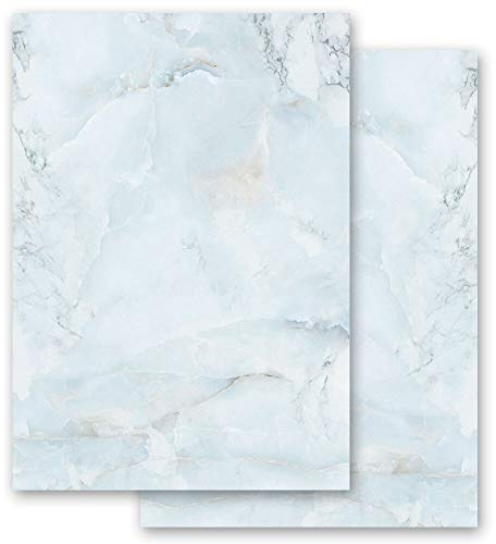 Briefpapier Marmor & Struktur MARMOR HELLBLAU - DIN A4 Format 20 Blatt - Paper-Media