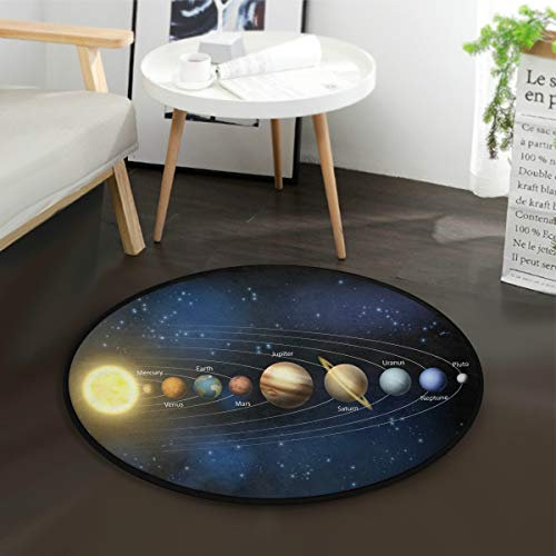 Mnsruu Planet Sonnensystem, Weltraum, Universum, Stern, Sonne, Erde, runder Teppich für Wohnzimmer, Schlafzimmer, 92 cm Durchmesser