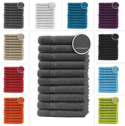 one-home 10er Set Gästetücher Handtücher Duschtücher Badetücher Frottee 100% Baumwolle, Präzise Farbe:Anthrazit/Grau, Produktart:Duschtücher 70x140 cm