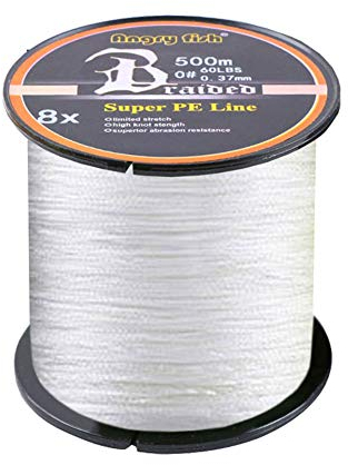 LSHEL Geflochtene Angelschnur 8fach 500m PE Super Starke Geflochtene Schnüre, Weiß, 0.4# 0.10mm/4.5kg/10lb